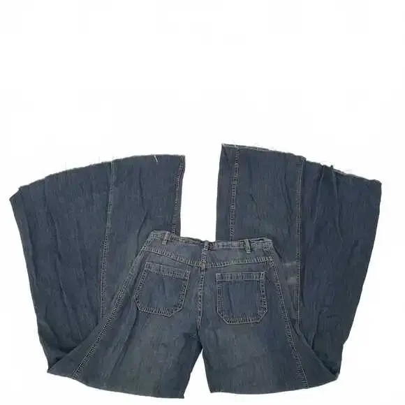 Free People Women Blue Wide Leg Flare Jeans | Size 24 Regular - Picture 2 of 7